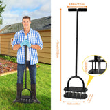 Aerator Lawn Tool, 16 Iron Spikes Manual Lawn Aerators with 3-Layer Anti-Loose Cover & Spring Auto Soil Clean, Yard Grass Aerator for Healthier Lawn, Garden Tool, Pre-Assembled Base for Easy Setup