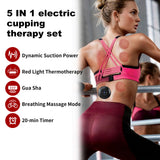 DeeWaves Smart Cupping Massage Therapy Set 2 Pcs, Electric Therapy Massager Kit, Therapy Device, Gua Sha Massage Tool for Pain Relief, Neck Shoulder Back Muscle Soreness (Black)
