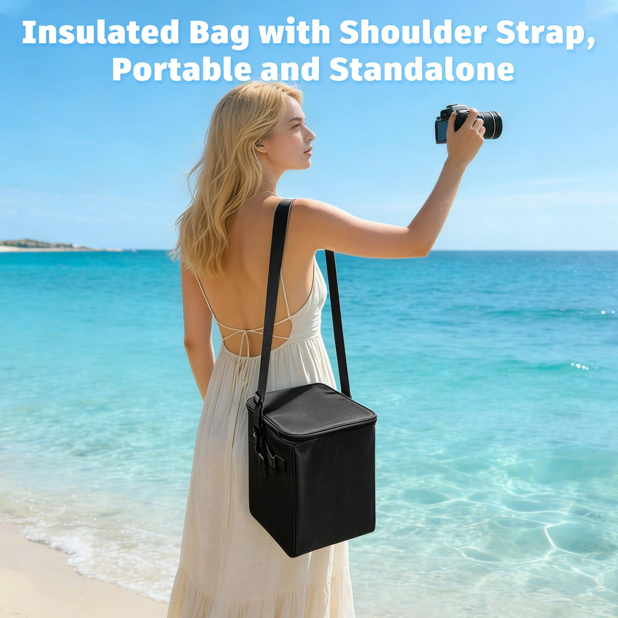 XYFuuee 2-in-1 Cooler Organizer Insert for X Large Bogg Bag Accessories, PEVA Portable Leak-Proof Ice Chest, Lightweight Mesh Divider Inserts Pouch with 4Fastener for XL Bog Beach Rubber Tote, Black