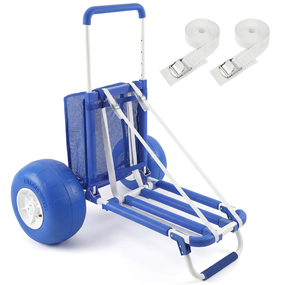 Sekey Beach Wagon with 12" Big Wheels for Sand, Heavy Duty Collapsible Beach Cart with Balloon Tires, Foldable Utility Sand Wagon for Outdoor Camping, Fishing & Groceries. Blue