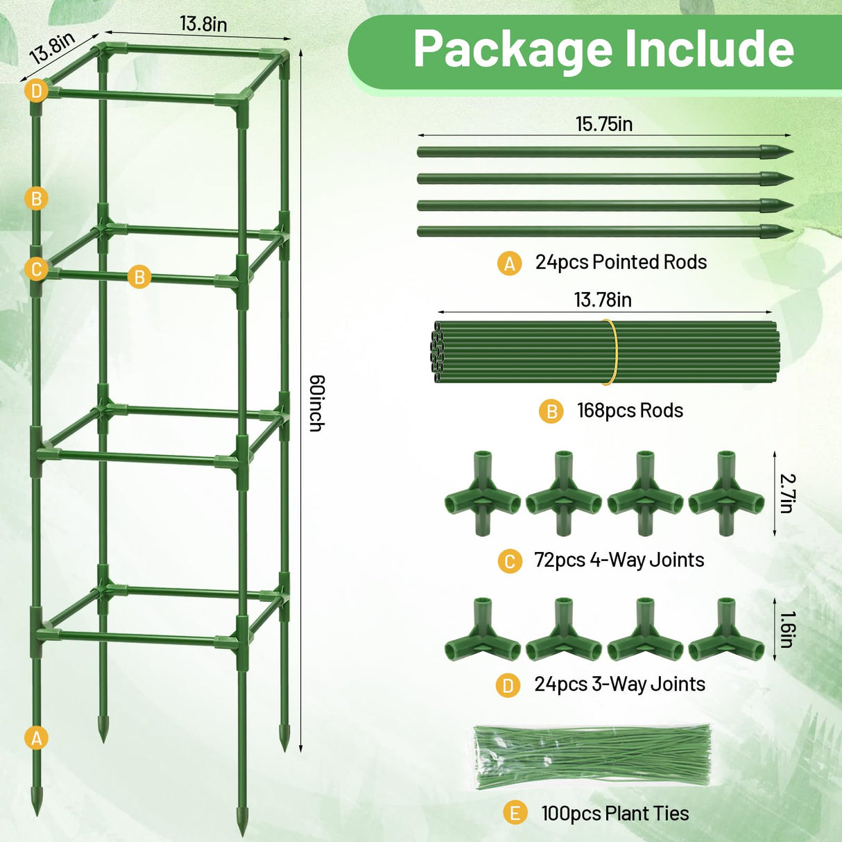 Legigo 6 Pack 60 Inch Tomato Cages for Garden, Heavy Duty Tomato Trellis
