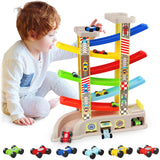 Montessori Toys for 2 3 Year Old Boys Toddlers, Car Ramp Toys with 6 Cars