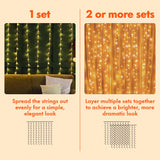 Twinkle Star 300 LED Curtain String Lights, Warm White