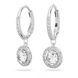 Swarovski Una Angelic Drop Pierced Earrings with Clear Crystals on a Rhodium Plated Setting with Hinge Closure