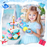 INNOCHEER Tea Party Set for Little Girls Toys, Toys for Kids, Tea Sets for Toddlers 3-5, Pretend Play Kitchen Toy, Birthday Christmas Princess Gifts Toys for 3 4 5 6 7 + Year Old Girls