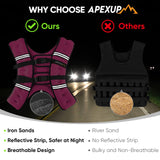 APEXUP Weighted Vest with 5lbs/10lbs/15lbs/20lbs/25lbs/30lbs Weights and Reflective Stripe, Weight Vest Men Women for Workout, Strength Training, Running (Pink, 30lbs)
