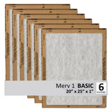 Filtrete 20x25x1 Air Filter, 3M MERV 1 HVAC AC Furnace Filter Replacement, 6-Pack (Actual Size 19.69x24.69x0.88 in)