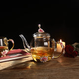 Luka Tech 35OZ Enamel Glass Flower Teapot With Removable Loose Tea Leaf Infuser Tea Maker,Gifts For Women,Mom,Mothers Day,Christmas,Birthday,Valentines Day