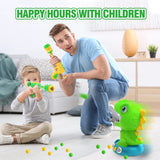 EagleStone Movable Dinosaur Shooting Toys for Kids 5-7 with Spraying, Electronic Target Game Toy with 2 Pump Guns, 48 Foam Balls, Party Favor Christmas Toys with Score Record, Sound