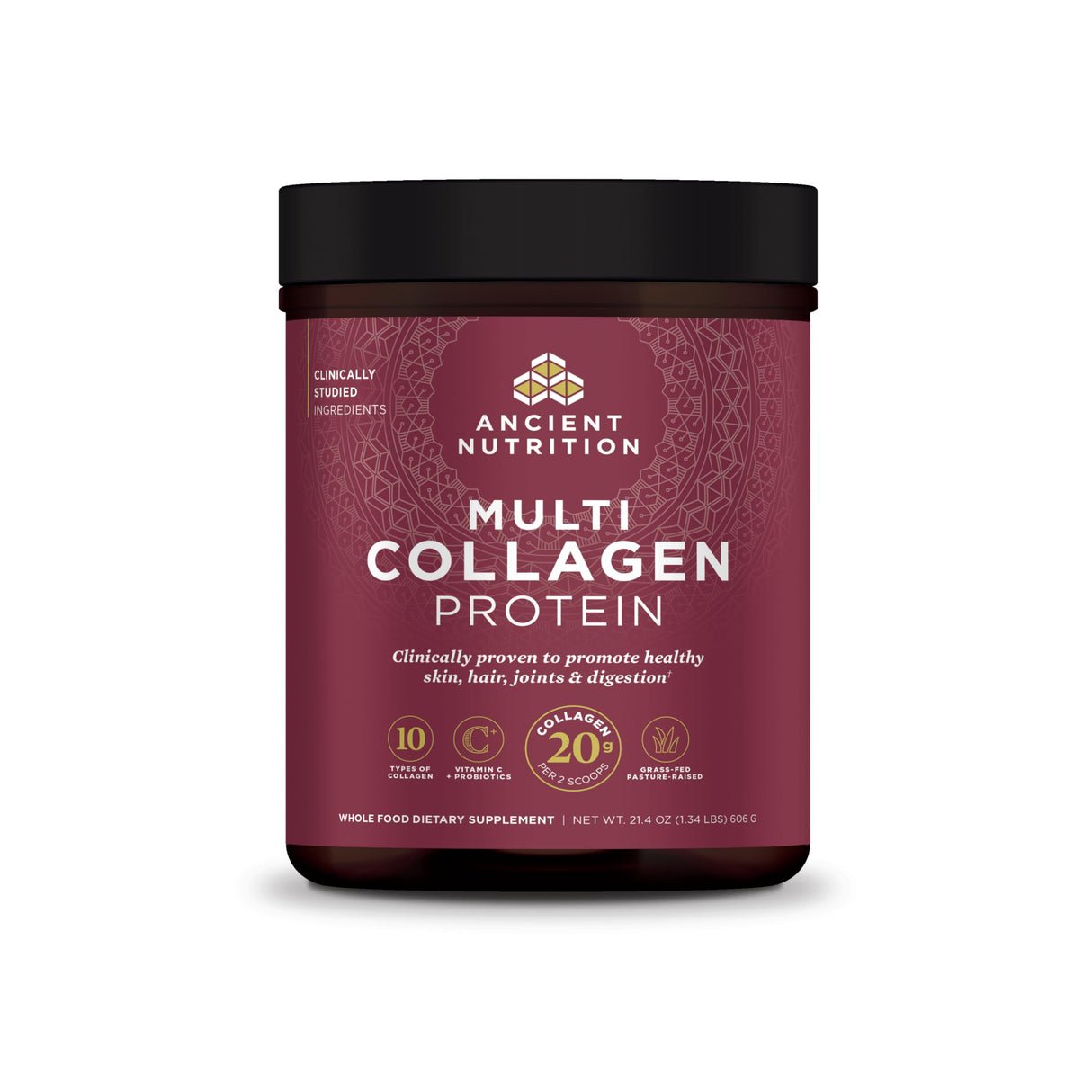 Ancient Nutrition Collagen Peptides Powder, Multi Collagen Protein, Women & Men, Vitamin C, Probiotics, Hydrolyzed Collagen, Supports Skin, Joints, Gut Health, Unflavored, 60 Servings