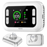 HAKINAKU Plug in 5in1 Smoke & Carbon Monoxide Detector & Combustible Natural Gas Combination Builti-in Backup 1000mAh Battery & HD Screen [Temp Humidity Sensors] for Home Kitchen Hotel (1Pack, White)