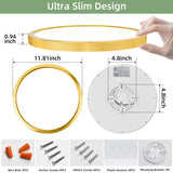 hykolity 12 Inch Selectable CCT LED Round Flat Panel Light, 24W 3000K/4000K/5000K, Edge-Lit Flush Mount Ceiling Light Fixture for Kitchen, Bedroom, Laundry and Closet Room，Gold