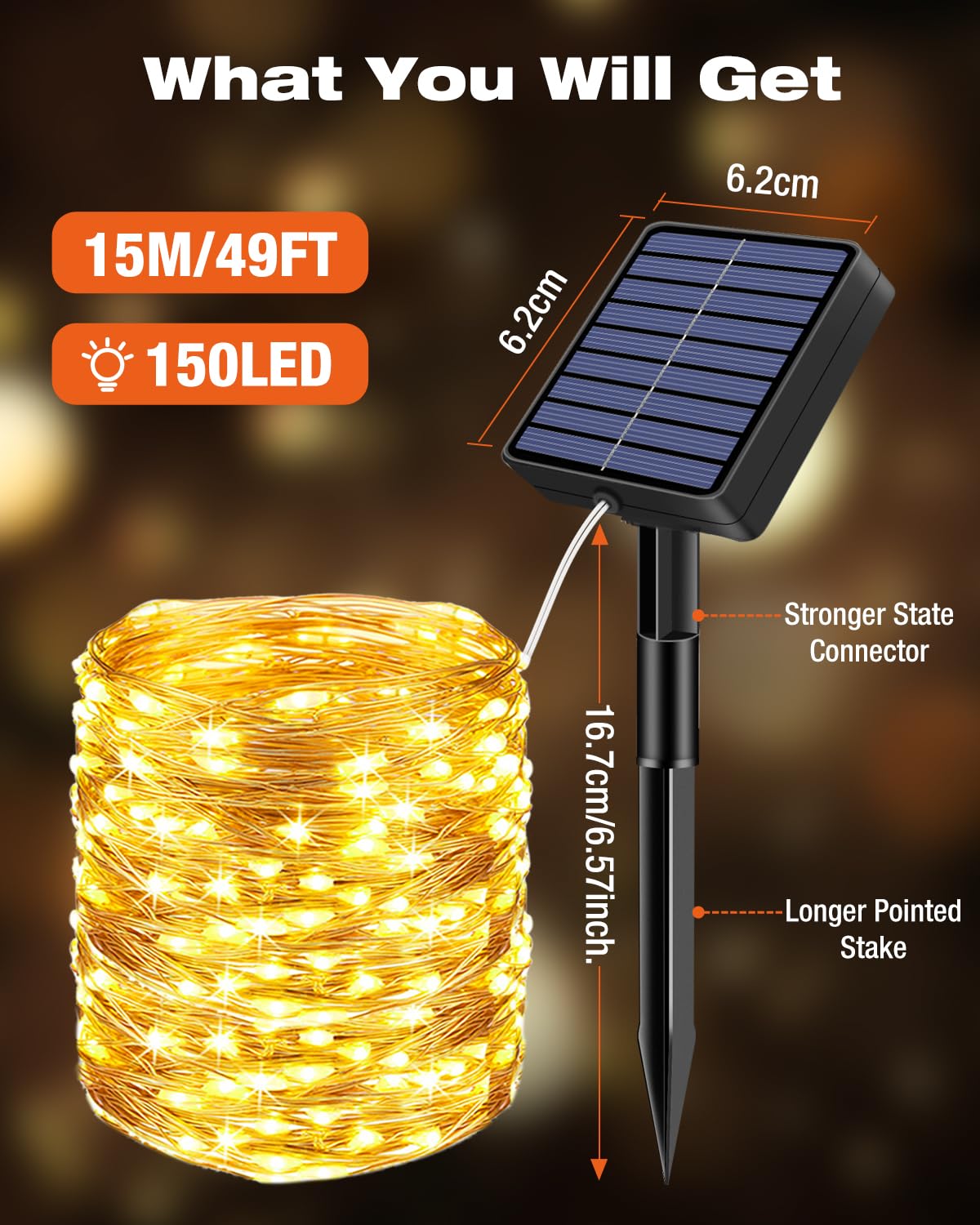 bitjam 3 Pack Solar Fairy Lights for Outside Waterproof, Total 147FT 450 LED Solar String Lights Outdoor 8 Modes Solar Twinkle Lights for Garden Yard Christmas Tree Wedding Party Decor, Warm White