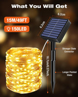 bitjam 3 Pack Solar Fairy Lights for Outside Waterproof, Total 147FT 450 LED Solar String Lights Outdoor 8 Modes Solar Twinkle Lights for Garden Yard Christmas Tree Wedding Party Decor, Warm White