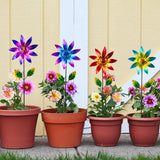 Sunnylight 4 Packs Wind Spinner Outdoor, Pinwheels for Yard and Garden, Metal Flower Decorative Garden Stakes for Lawn Patio Porch Decor