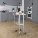 AmGood 24 in. x 15 in. Stainless Steel Work Table with Wheels | Metal Kitchen Food Prep Table | NSF