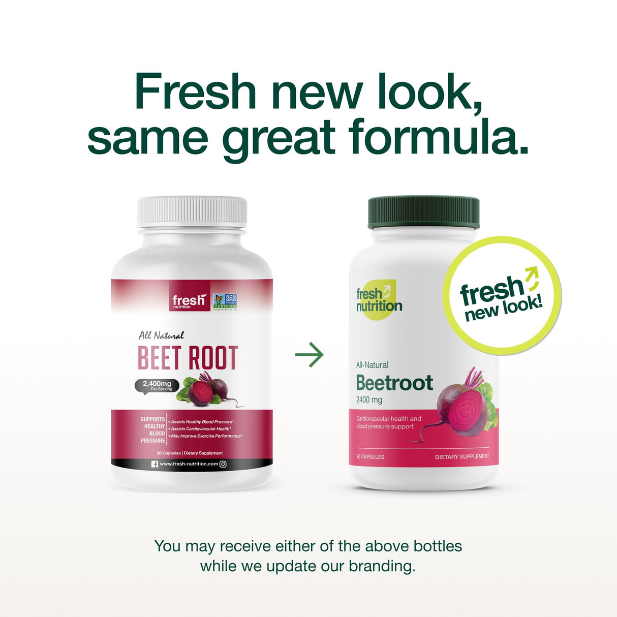 Fresh Nutrition Organic Beet Root Capsules - 2400mg Potent Dosage - Antioxidant Support - Vegan, Non GMO, Gluten-Free - 90 Capsules