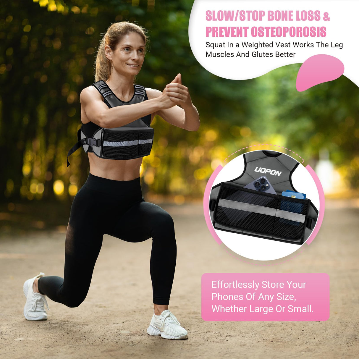 Adjustable Weighted Vest for Women, 6-12 Lbs Rucking Vest with 6 Ironsand Weights, Best Weighted Vest with Plus Pockets & Reflective Strips for Running, Walking, Workout and Strength Training