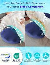 Lower Back Pain Relief Pillow for Sleeping Memory Foam Lumbar Support Pillow for Side Back Sleepers - Ergonomic Cooling Waist Pillow - Back Pain Relief Wedge Cushion Bolster Pillow for Bed, Car, Sofa