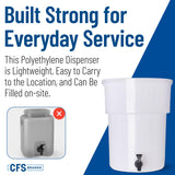 Carlisle FoodService Products Round Beverage Dispenser Drink Dispenser with Spigot for Catering, Plastic, 5 Gallons, White