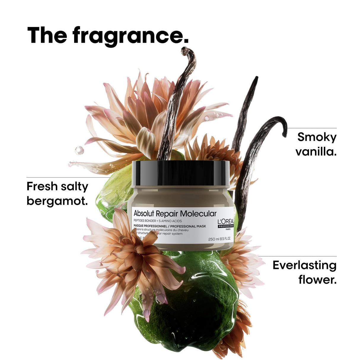 L’Oréal Professionnel Absolut Repair Molecular Hair Mask - Repairs Damage & Restores Strength For Extremely Dry Damaged Hair, Extra Detangling & Hydration, Peptides Bonder