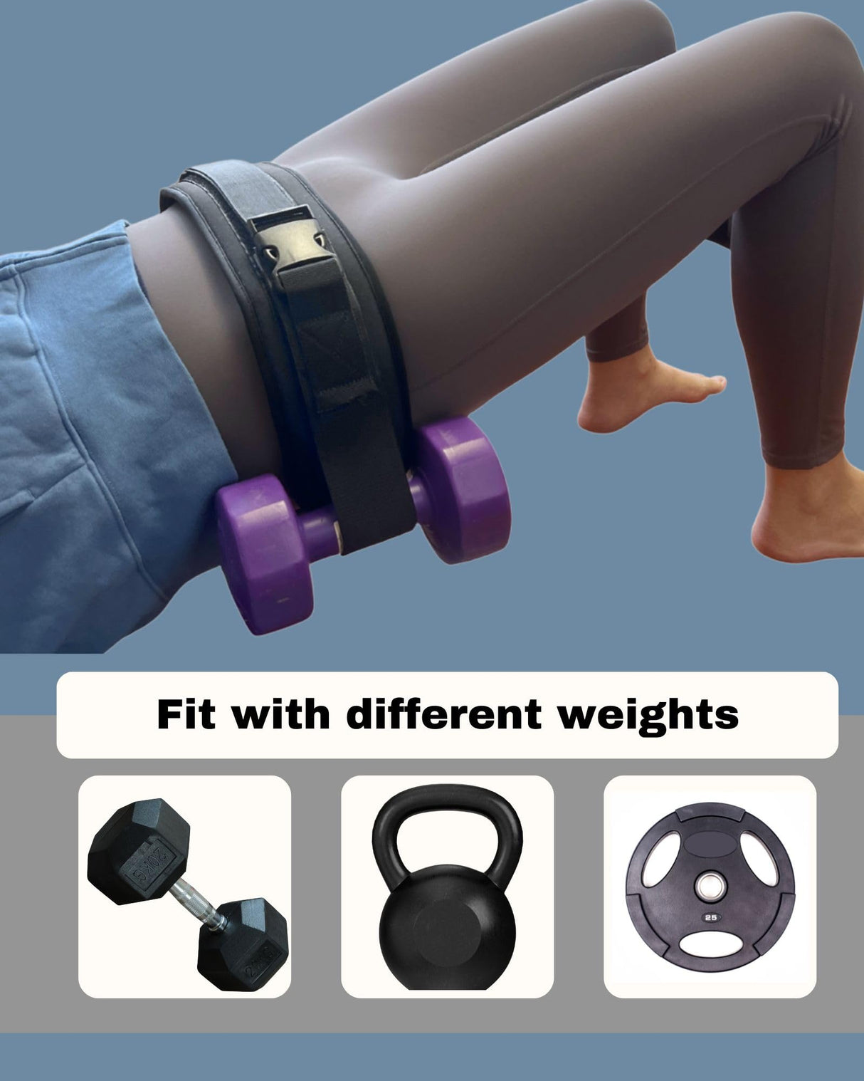 Hip Thrust Belt for Workouts, Heavy Duty Dumbbell Holder for Hip Thrusts & Booty Bands, No Metal Bar Needed, Portable, Comfortable & Stable for Home, Gym, Travel