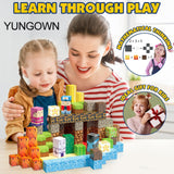 YUNGOWN 200PCS Magnetic Blocks Building Toys Set, Light Up Build 3D Magnetic Building Blocks for Kids Boys Girls Ages 3+, Magnet Cubes STEM Sensory Christmas Birthday Gift Construction Toys