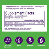 Paradise Herbs, Banaba Leaf, 12:1 Concentrated Extract, 250 mg, Vegan, Gluten-Free, Non-GMO, 180 Capsules