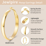 Jewlpire 14K Gold Plated Hoop Earrings for Women, Lightweight 14K Gold Plated Hoops Earring, 5mm Width Medium Hoops Earrings for Women Trendy 40 mm