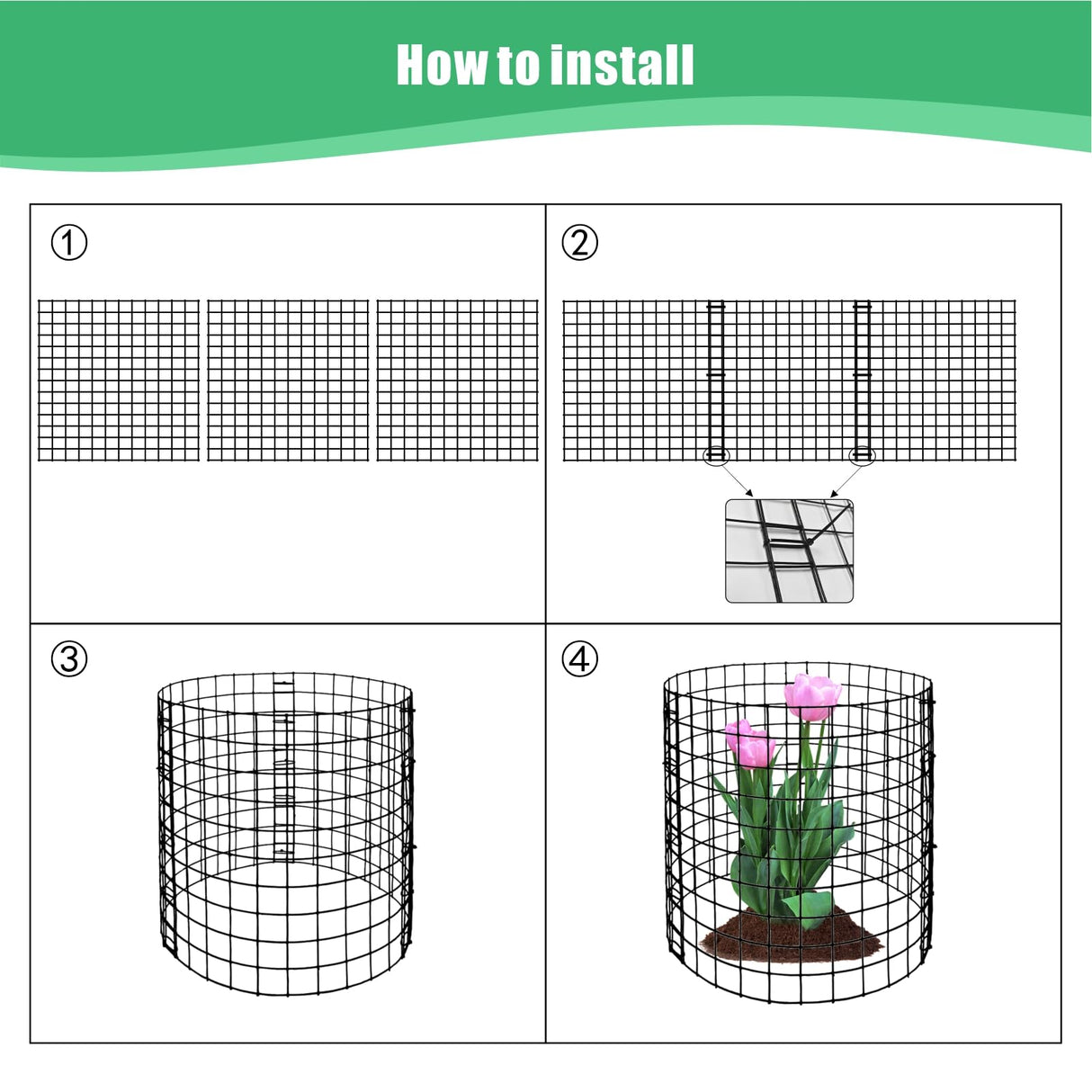 Eunika 18 Pcs Round Plant Protector from Animals, 6 Pack 12" x 12"