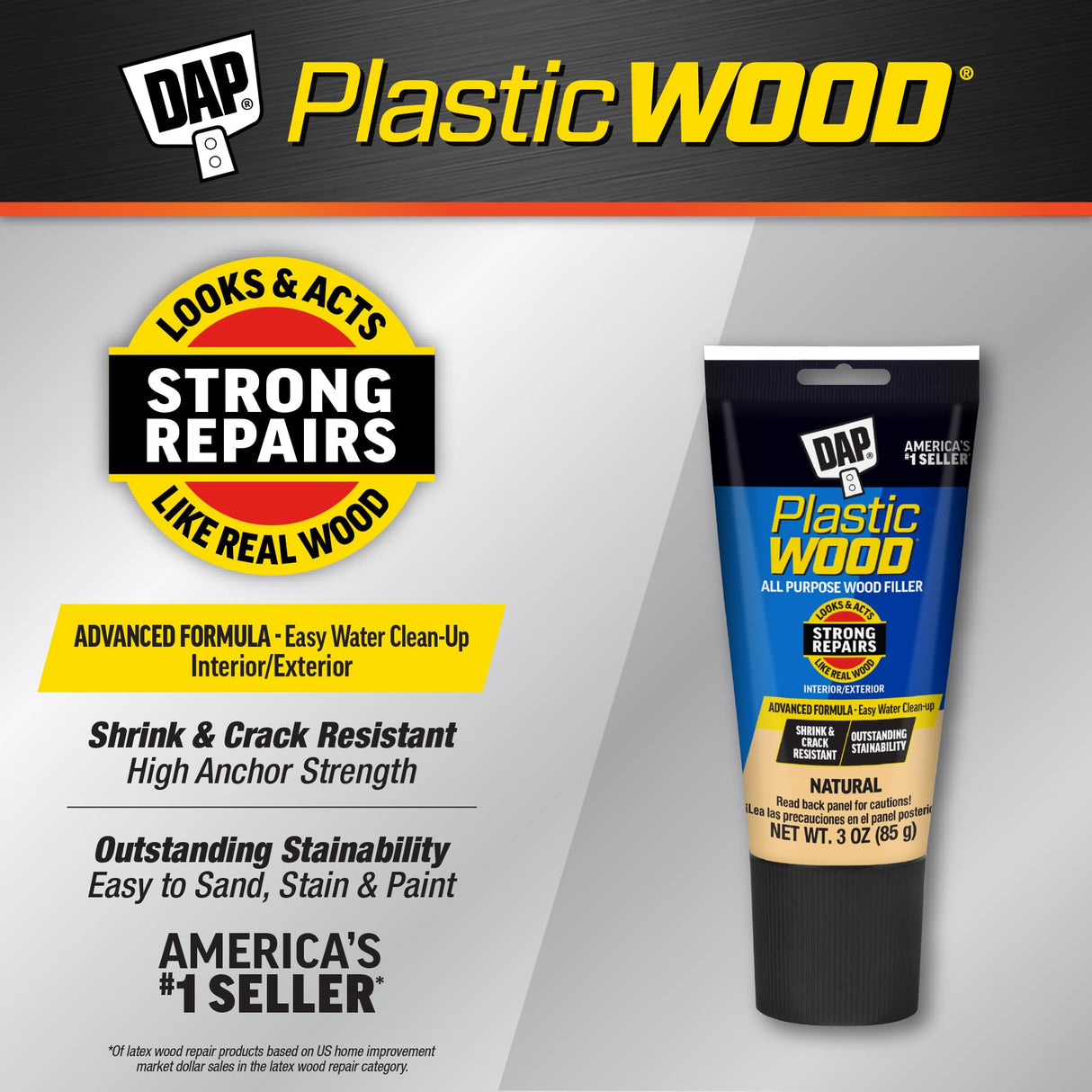 DAP Plastic Wood All Purpose Latex Wood Filler,Natural,3 Oz (7079800580),(Pack of 6)