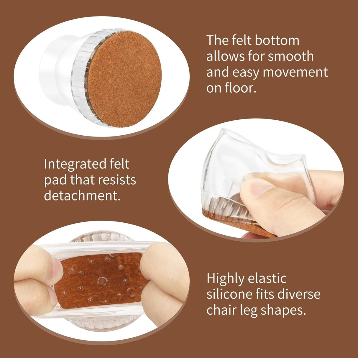 Chair Leg Floor Protectors, 40 Pack Silicone Furniture Pads for Hardwood Floors, Anti-Scratch Furniture Sliders Felt Pads, Noise-Reducing Chair Feet Covers, Table Legs Fit Sizes to(1.3" to 1.97")