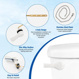 Hibbent Universal Front Mount Metal Toilet Handle Replacement Kit, Brass Toilet Tank Flush Lever with Stainless Steel Adjustable Flapper Chains for Most Toilets, White