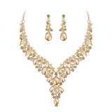 BriLove Wedding Bridal Necklace Earrings Jewelry Set for Women Champagne