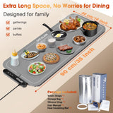 Vitaler Warming Mat for Food, (XXL 35”x16”) Electric Warming Trays, Upgrade Graphene Fast Full-Surface Heating Mat for Food with 6 Level Temp, 6 Hours Timer, Food Warmer Pad with Heat-Insulating Mat
