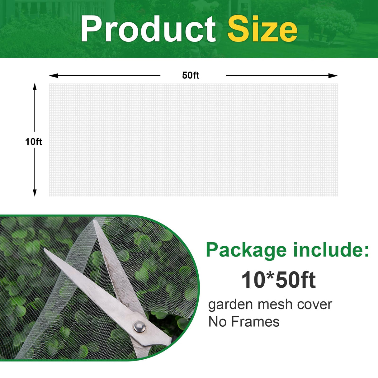 NONMON Garden Netting 10 x 50FT Ultra Fine Mesh Netting Insect Netting