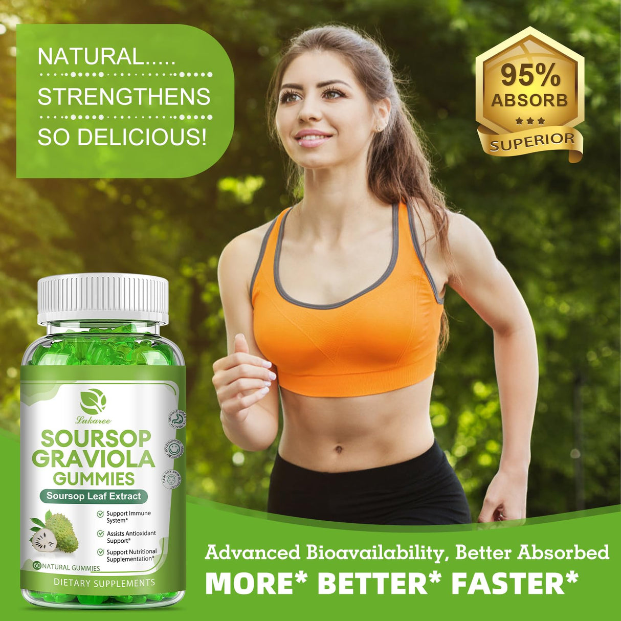 (2 Pack) Soursop Graviola Gummies - Soursop Leaves Extract w/Vitamin C, Zinc & Whole Natural Food for Immunity, Liver, Zzz & Antioxidant, Gluten Free, Vegan, 120 Gummies