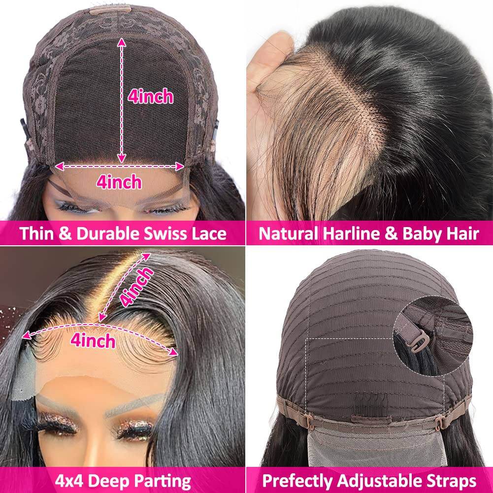 Hedy 220% Density Lace Front Wigs Human Hair Wigs for Black Women Pre Plucked with Baby Hair Body Wave Glueless 10A Lace Closure Wigs Human Hair Natural Color 22 Inch