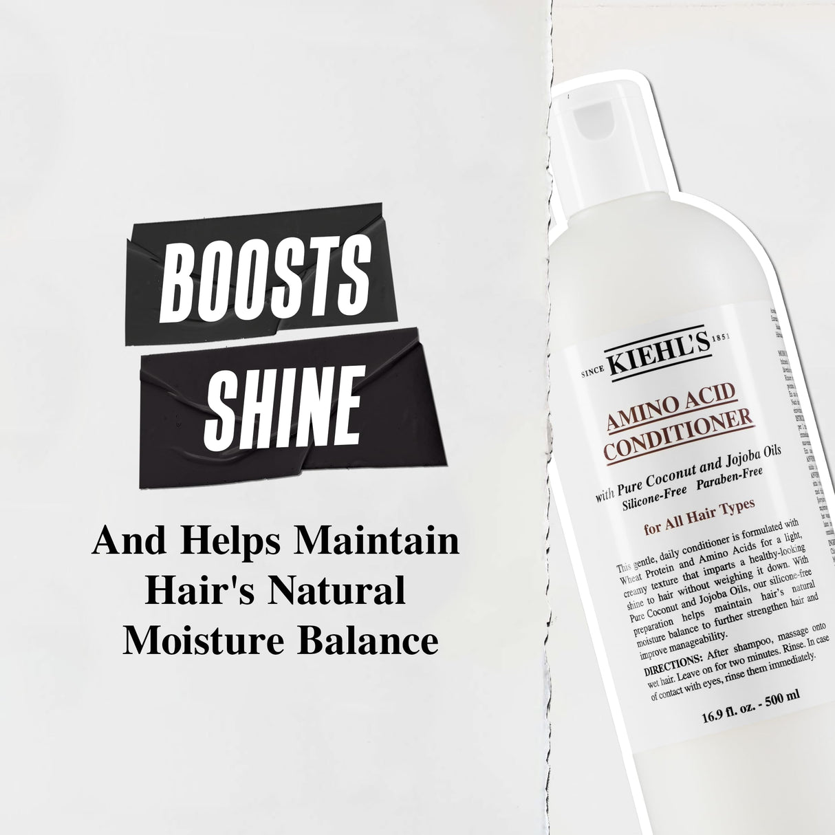Kiehl's Amino Acid Conditioner, Strengthening and Moisturizing Hair Treatment, with Amino Acids, Jojoba and Coconut Oil to Improve Manageability and Added Shine - 33.8 fl oz /1 Liter Refill