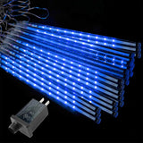 Adecorty Christmas Lights Outdoor UL Certified 24 Tubes 576 LEDs (Equivalent to 3 Sets of 8 Tubes) Meteor Shower Light Falling Rain Drop Icicle Lights for Christmas Decorations Halloween Party, Blue