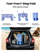 GVDV CW40 Beach Wagon with 9 in Big Balloon Wheels, Cart with Tailgate
