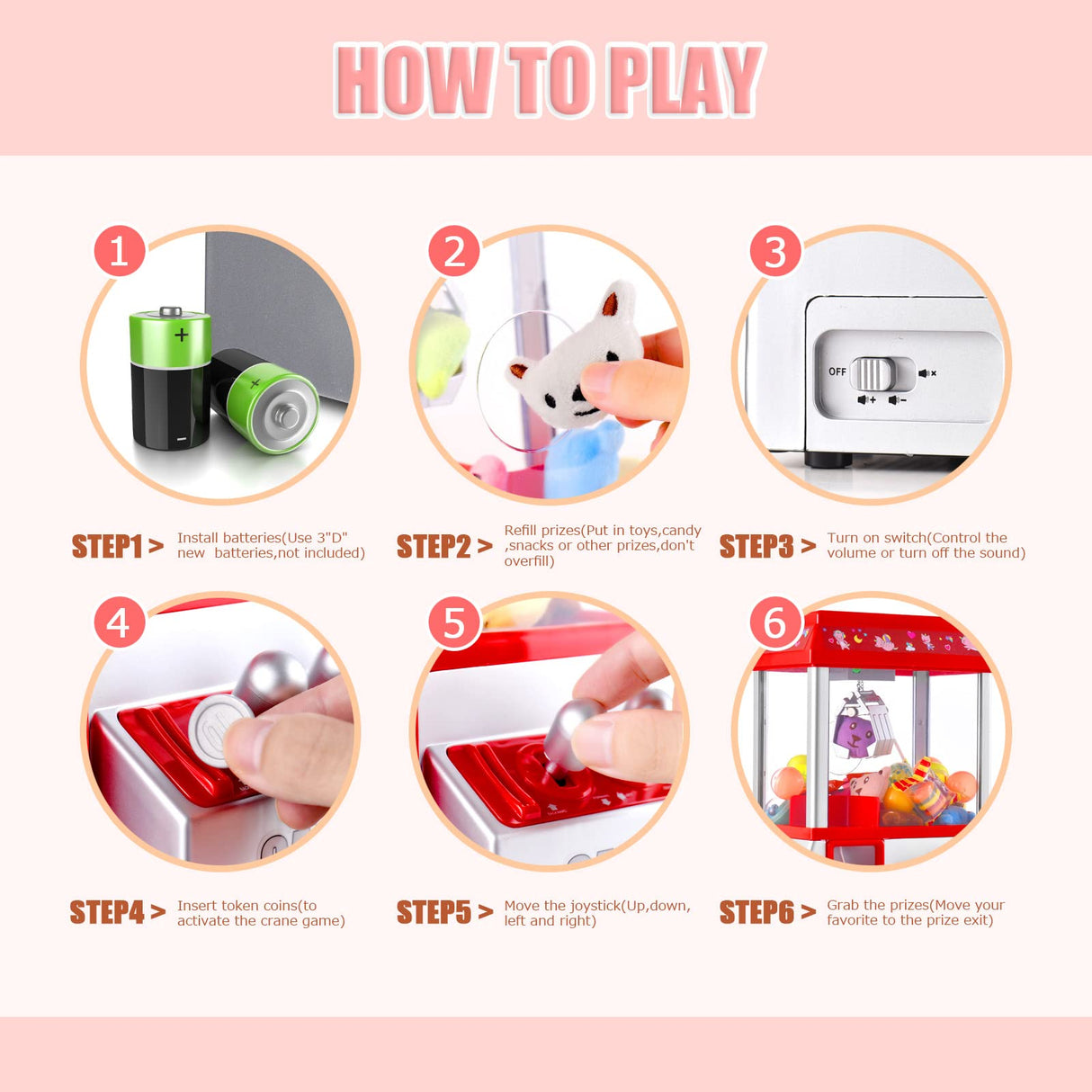 Claw Machine for Kids Toy Mini Claw Machine Candy Grabber Prize Dispenser Vending Machine Arcade Game Machines for Home Party Christmas Birthday Gifts Cool Girl Toys
