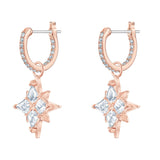 Swarovski Symbolica Collection Women's Dangling Mini Hoop Pierced Earrings, Rose-Gold Tone Finished with Clear Crystal Accents