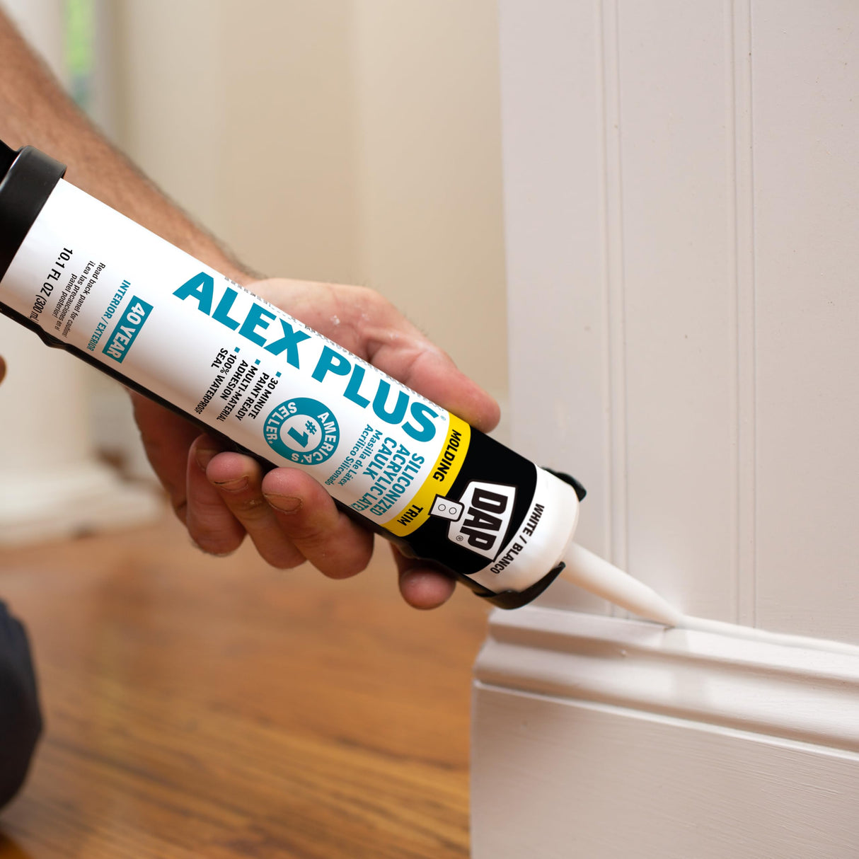 DAP Alex Plus Acrylic Latex Caulk, White, 10.1 Oz, 12 Pack (7079818152)
