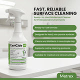 Metrex CaviCide HP Hydrogen Peroxide Disinfectant Spray – Kills Norovirus, MRSA, TB & Flu in 1 Minute – EPA-Registered Hospital-Grade Cleaner for Medical, Dental, Salon & Vet – 24 fl oz, 1 Count