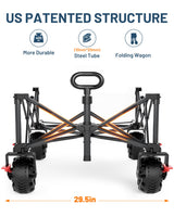 TIMBER RIDGE 600L Beast Wagon 26" W Extra Wide All Terrain Folding w/Big Wheels, Cargo Net & Tailgate, 26" W and 54.5" L, 400lbs Heavy Duty Collapsible Portable Cart for Camping, Sports, Dogs, Blue