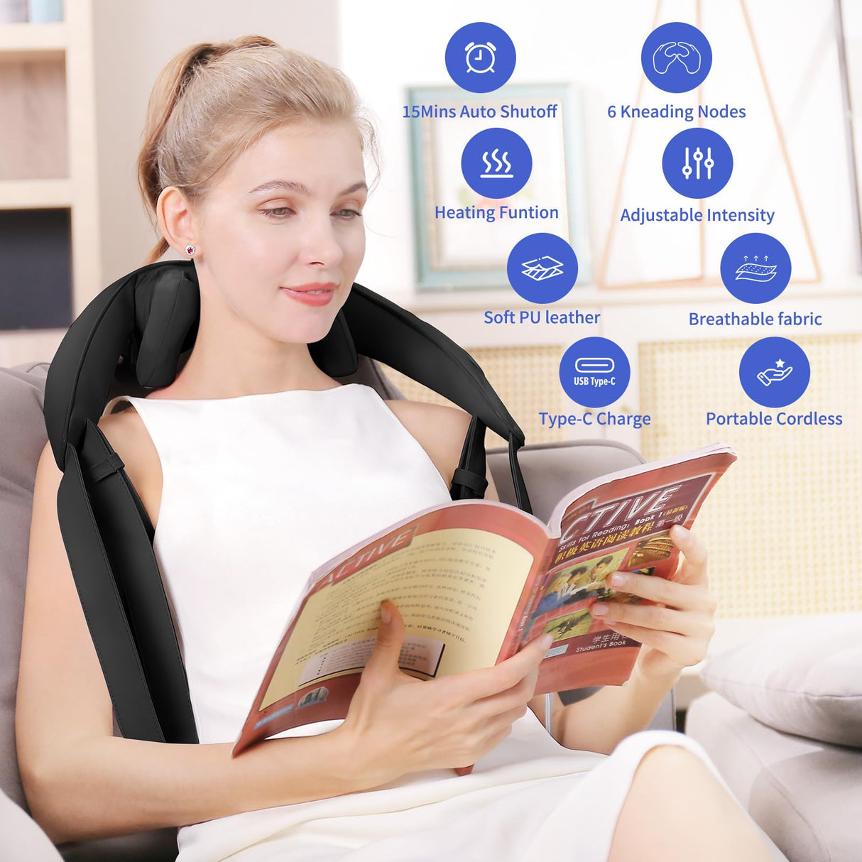 Cordless Neck Massager with Heat - Shiatsu Neck and Back Massager for Pain Relief Deep Tissue, Rechargeable 6D Kneading Leg Shoulder Massage Gifts for Women Men Mom Dad Birthday Mothers Fathers Day