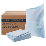 McKesson Disposable Pillow Case Covers [100 Count] Bulk Pillowcase, Single-Use for Medical Hospital Travel, Standard Size, Blue, 21 in x 30 in