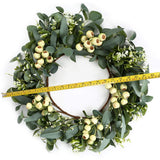 JINGHONG Eucalyptus Wreaths for Front Door 20 Inch Green Home Decor for Wall Porch Window Spring Summer Wreath with Big Berries for All Seasons Winter Christmas