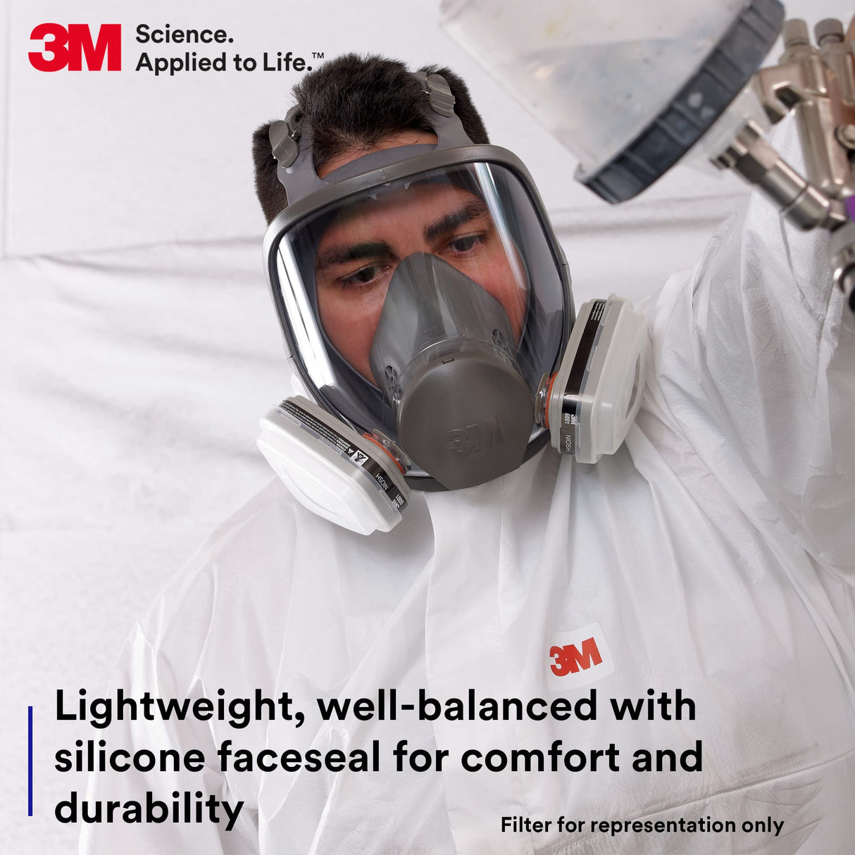 3M 6800 Full Facepiece Reusable Respirator, Medium, Gray